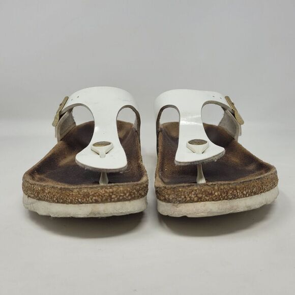 Birkenstock Sandals Womens EU36 US5 Gizeh White Birko-Flor Patent Slides - Picture 3 of 12